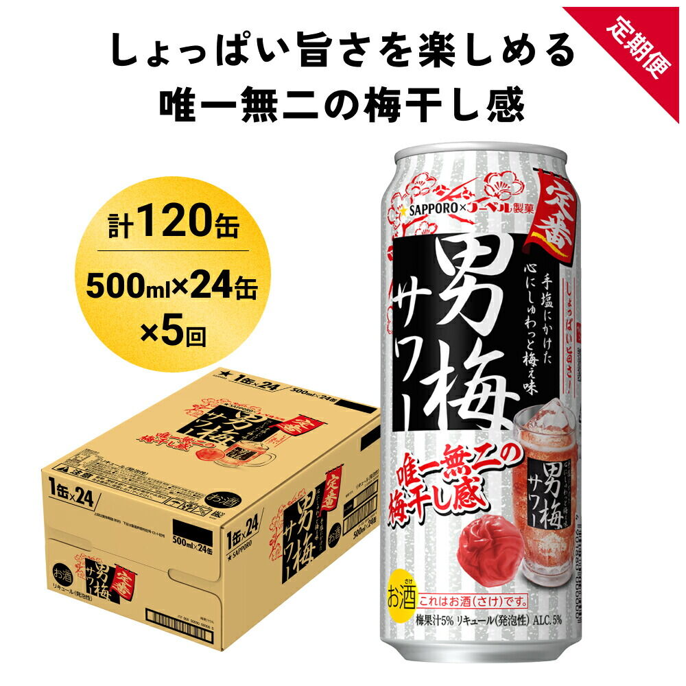 【定期便5ヶ月】サッポロ 男梅サワー 500ml×24缶(1ケース)(合計120缶) 缶 チューハイ 酎ハイ サワー