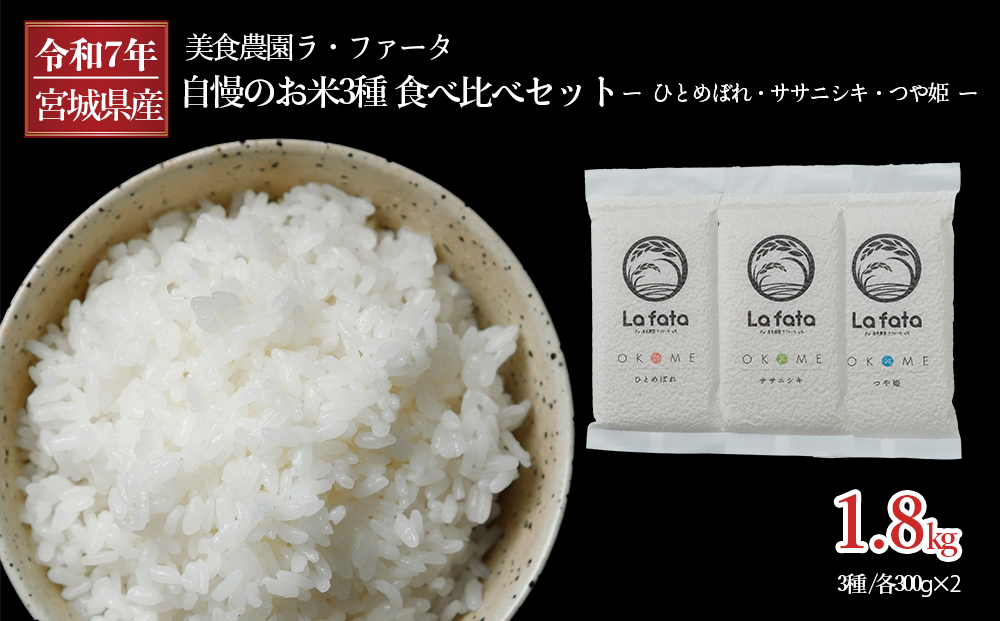 ≪令和7年産≫ 美食農園ラ・ファータ自慢のお米3種食べ比べセット（16合）つや姫 お米 ササニシキ お米 ひとめほれ お米 小分け 2合ずつ お米