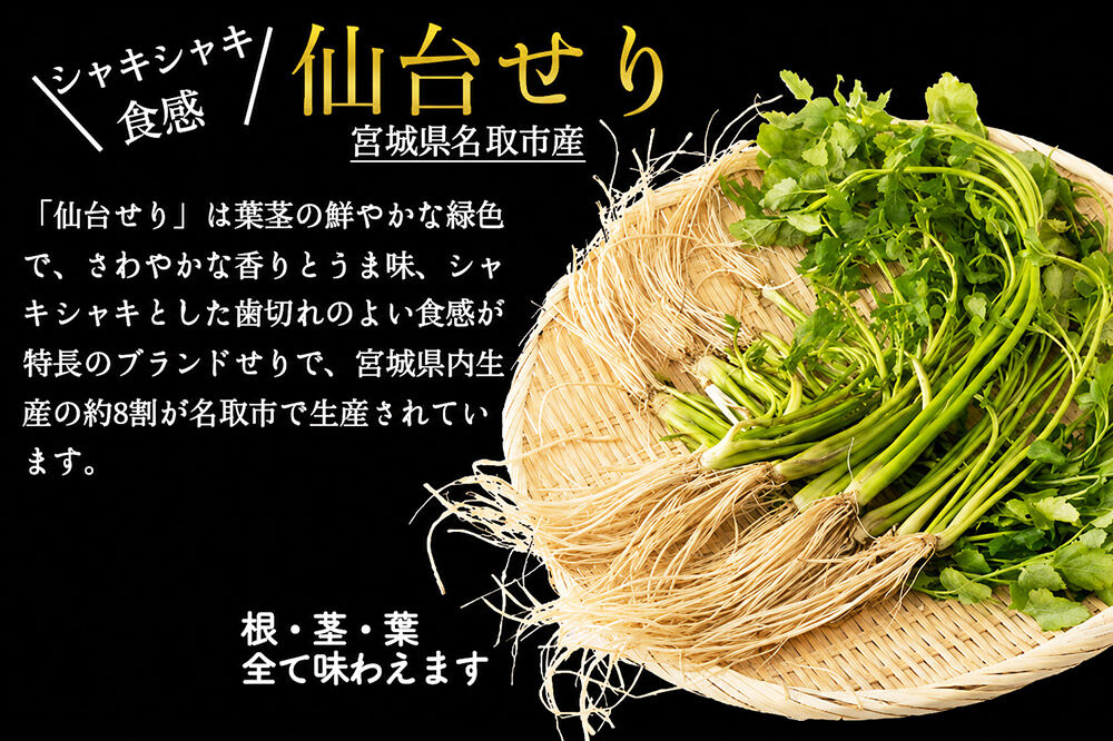 鍋【期間限定】【お届け日時指定必須（10月1日以降お届け）】 仙台せり鍋セット〈石巻産牡蠣〉4〜5人前 [仙台名物 日本一の産地である名取市のせり 鮮度抜群]