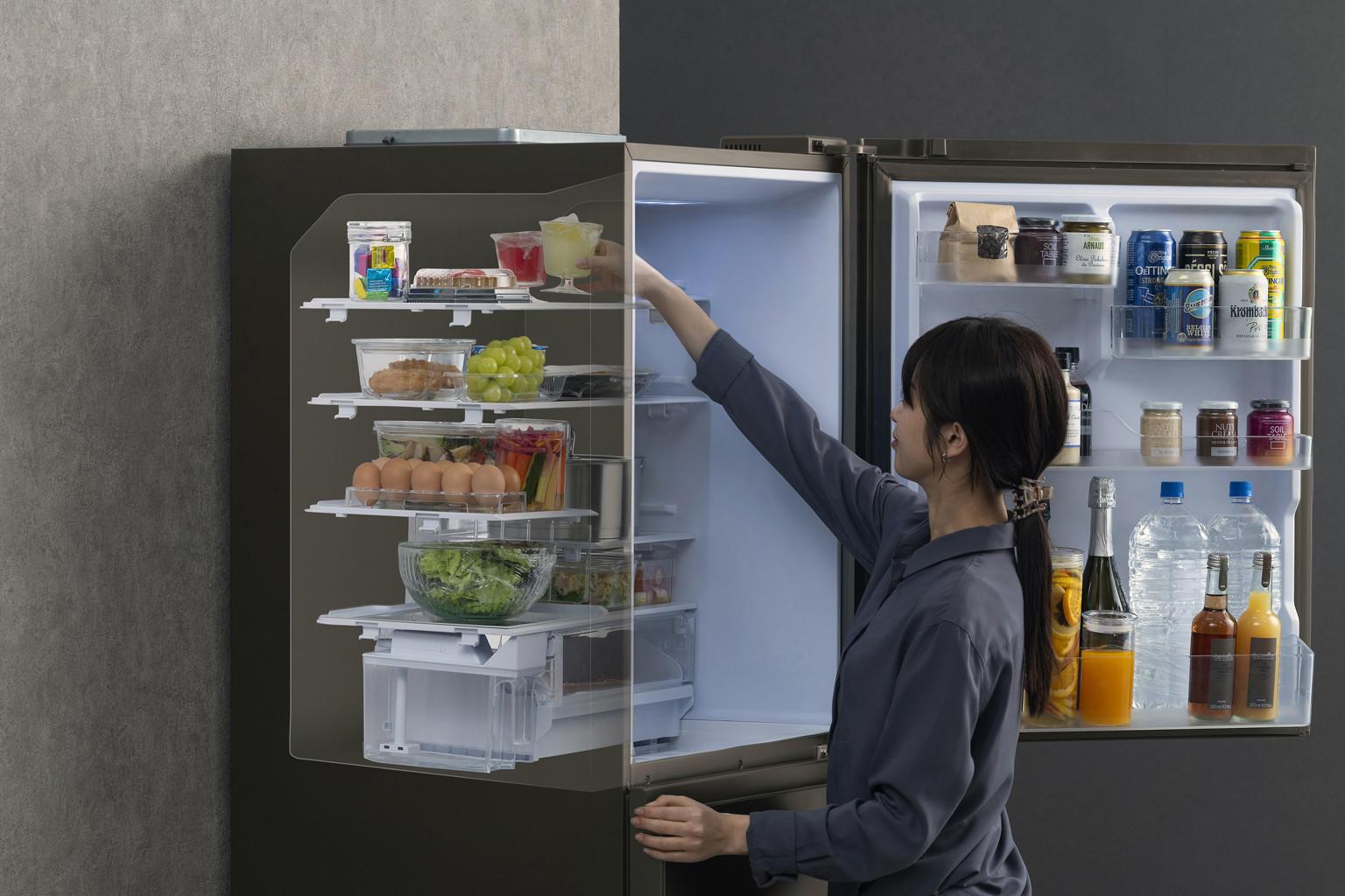 冷蔵庫 冷凍冷蔵庫 428L アイリスオーヤマ グレー 奥行スリム 自動霜取り 冷凍庫 右開き 幅65 大容量 冷蔵 冷凍 冷蔵保存 冷凍保存 家電 電化製品 使いやすい 便利 おすすめ 人気 アイリス  IRSN-SX43A-H ノーブルグレー（４ドア）