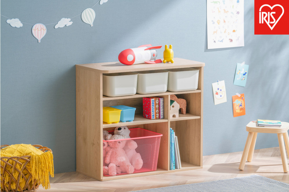 収納棚 ラウンドシェルフ RUSR-74S ナチュラル/ライトベージュ