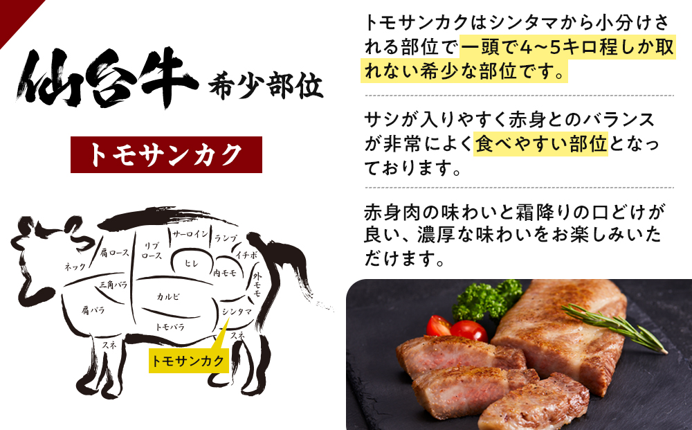 仙台牛　希少部位トモサンカク低温ステーキ200ｇ