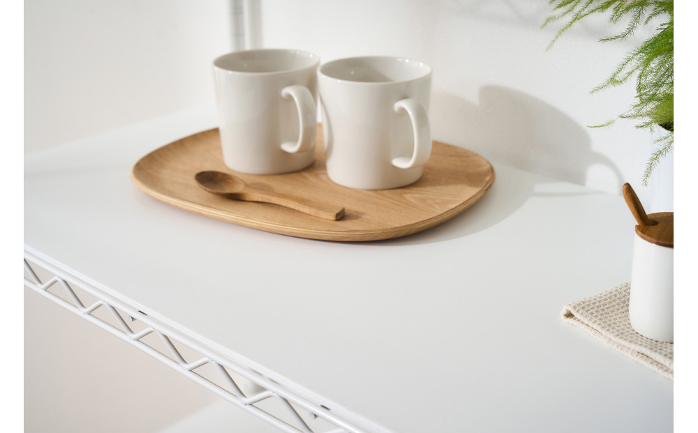 カラーメタルラック　ウッドボード付き CMM-75104B ホワイト