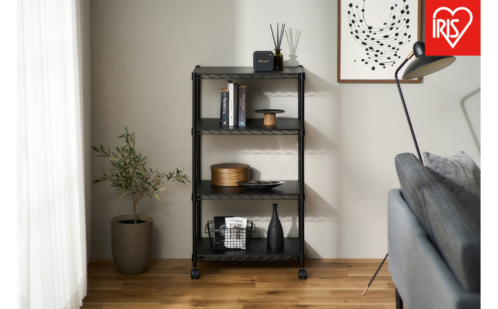 カラーメタルラック　ウッドボード付き CMM-55104B ブラック