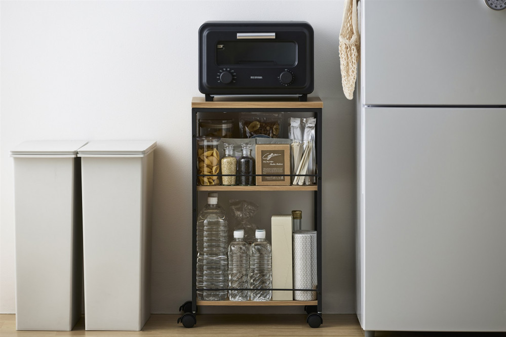 目隠しワゴン  HMW-300 ナチュラル/ブラック