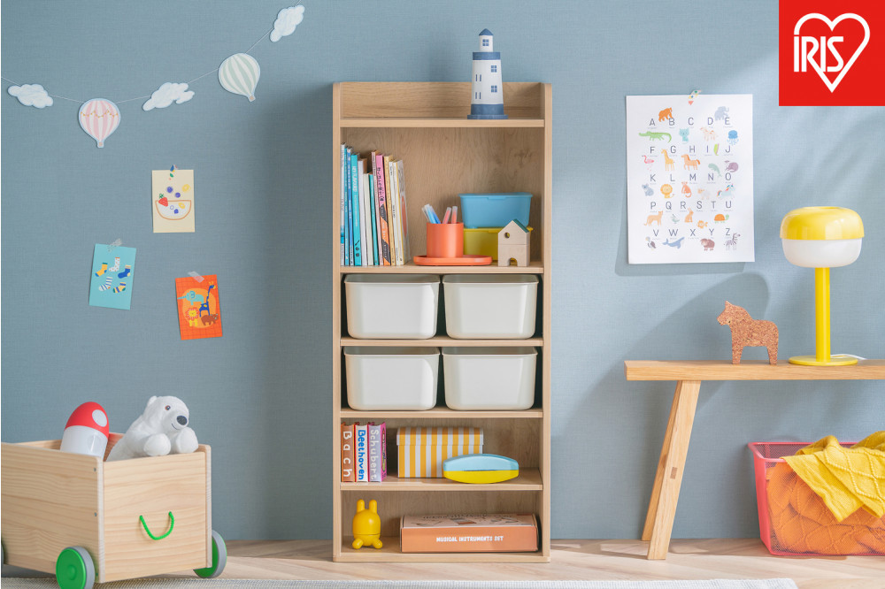 収納棚 ラウンドシェルフ RUSR-50H ナチュラル/ライトベージュ