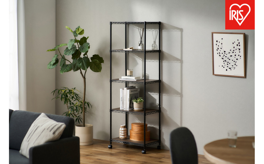 カラーメタルラック　ウッドボード付き CMM-55165B ブラック