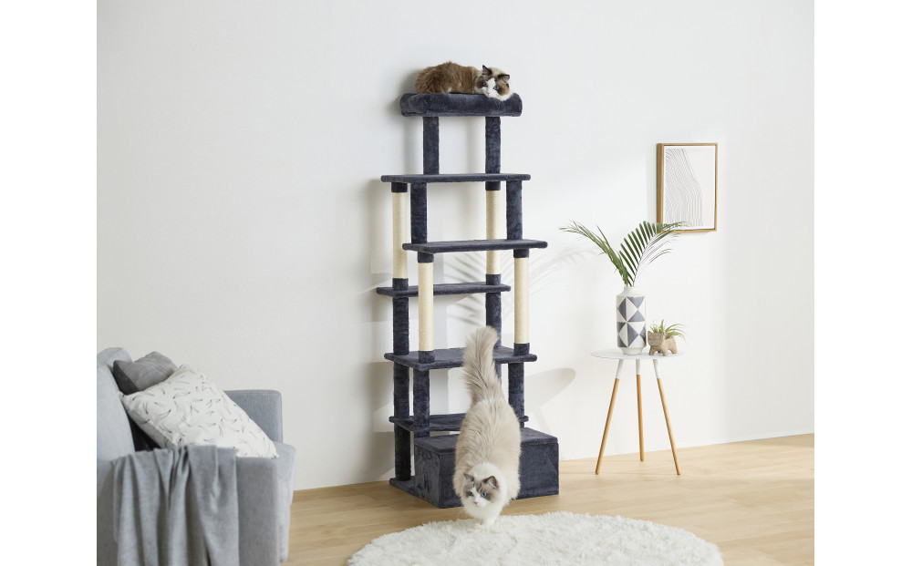 ペット 収納付きファブリックキャットタワー SFC-157 ダークグレー