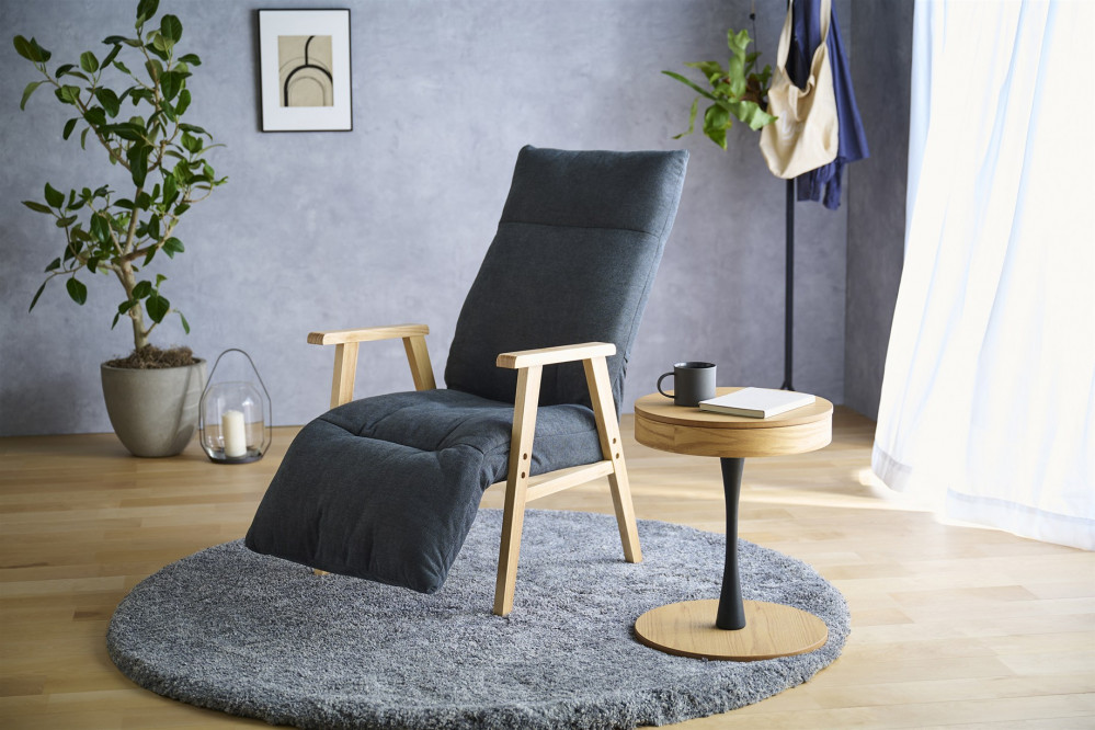 リクライニングウッドアームチェア FACN-RHB ダークグレー