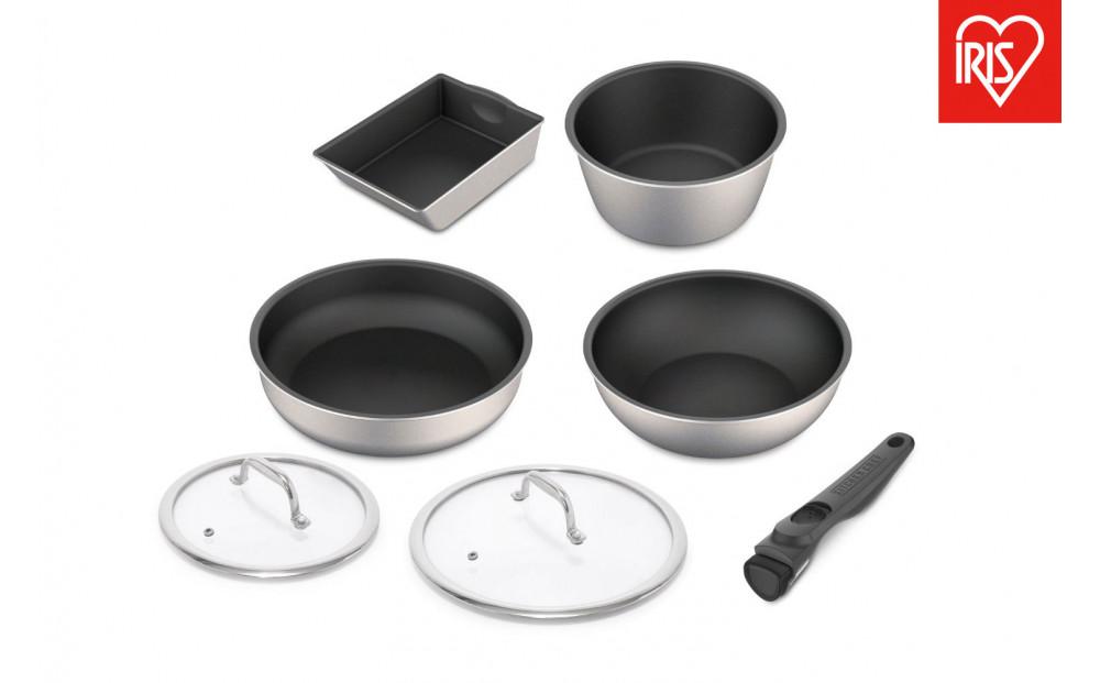 フライパン フライパンセット ダイヤモンドグレイス 7点セット アイリスオーヤマ IH ガス火 ギフト 新生活 キッチン 重ねて収納 オーブンOK お手入れ簡単 DG-S7S シルバー