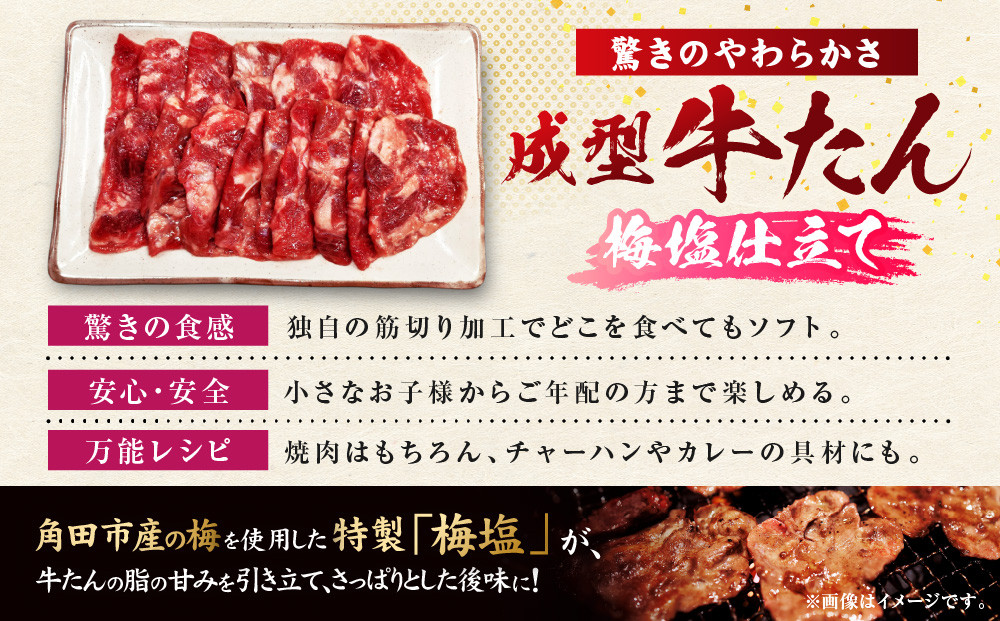 成型牛たん梅塩味［角田産梅使用］1kg(250g×4P)　宮城県共通返礼品