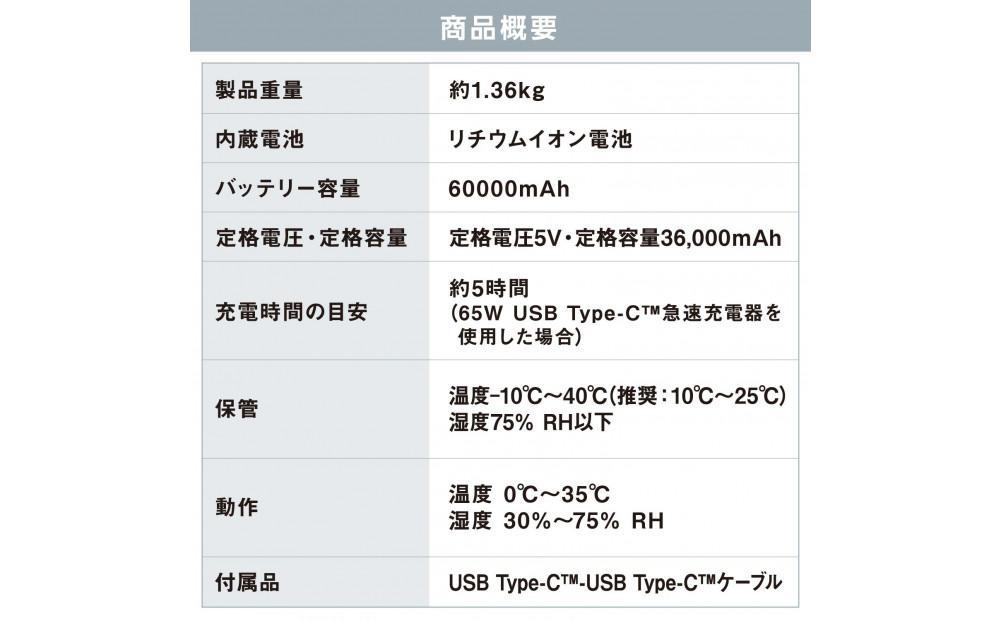 モバイルバッテリー バッテリーステーション IBT-A60100-W ホワイト