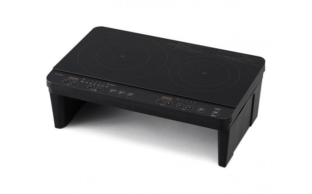 IHコンロ 2口 IHコンロスタンド付き 1400W アイリスオーヤマ コンパクト設計 火力6段階 設置簡単 工事不要 経済的 安全機能 IHK-WT41S-B