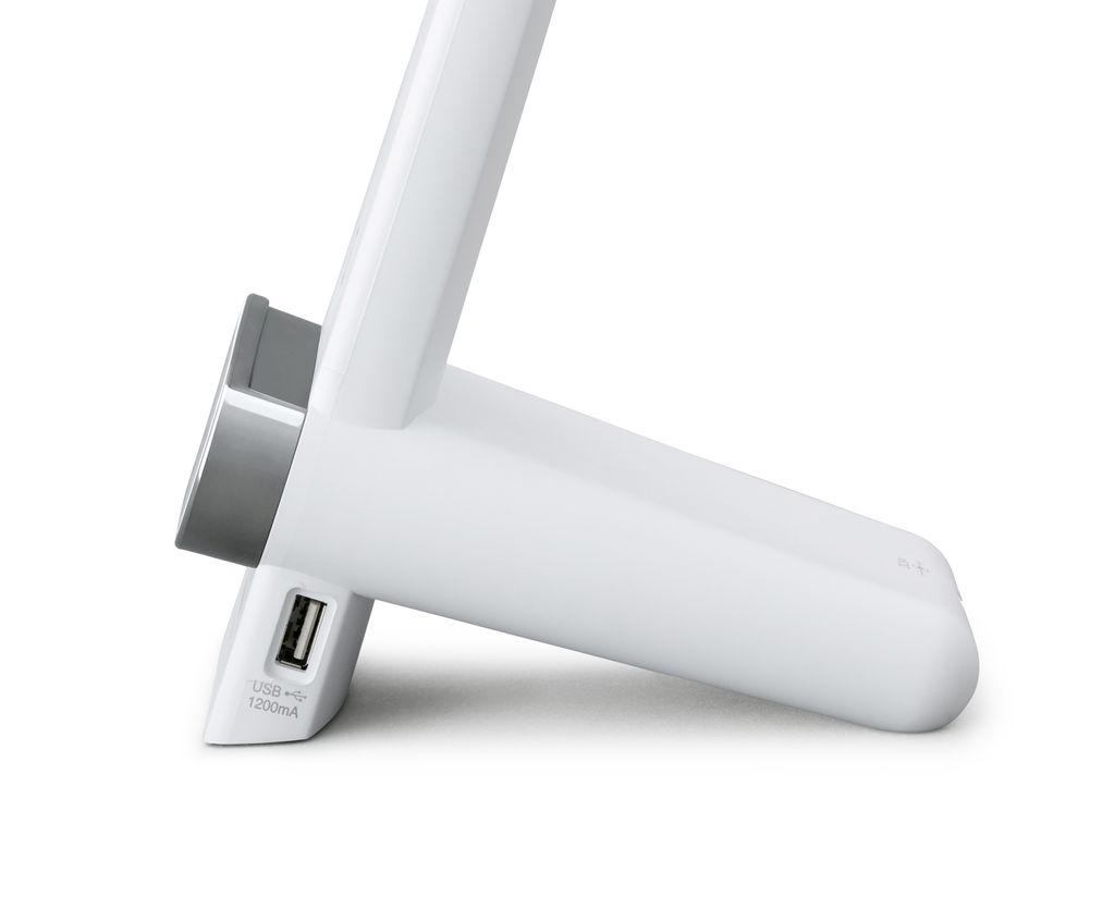 LEDデスクライトQi充電シリーズ 縦置きタイプ 調光・調色　LDL-QLDL-W　ホワイト