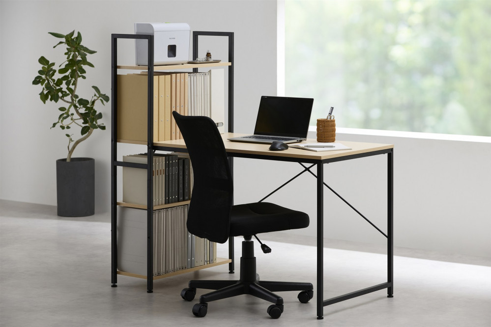 ラック付きデスク RDK-1262R ナチュラル/ブラック