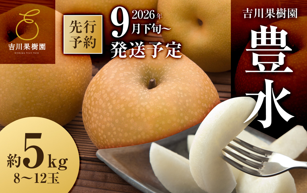 【2026年分先行予約】 梨 豊水 約５kg（8～12玉）9月下旬～順次発送【吉川果樹園】 ｜ 梨