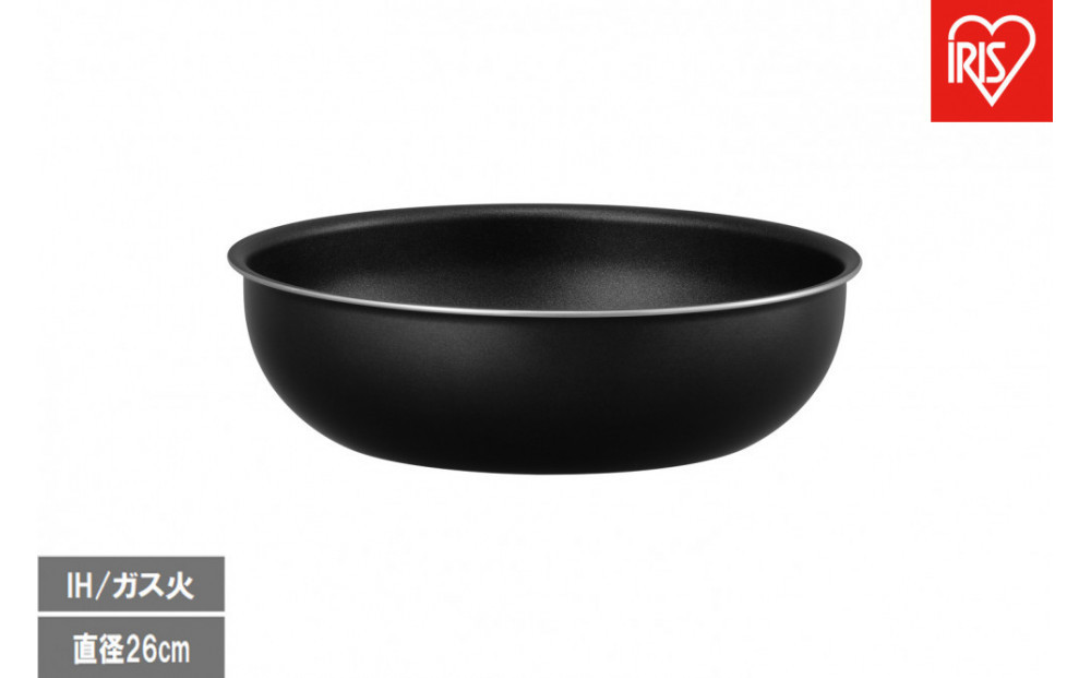 ダイヤモンドコートパン 炒め鍋２６ｃｍ ＩＨ・ガス火対応 NTF-SEI26W ブラックメタリック