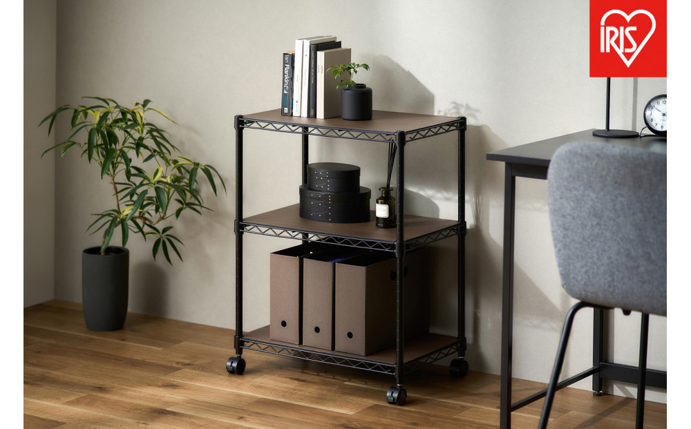 カラーメタルラック　ウッドボード付き CMM-55073B ブラック