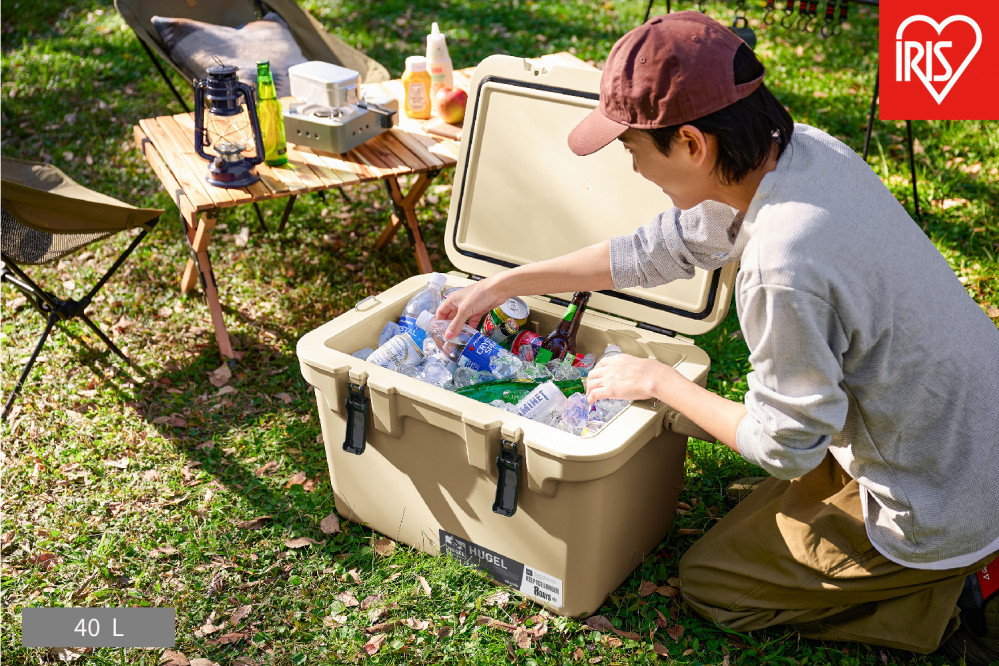 ☆リニューアル☆クーラーボックス 大型 大容量 40L TC-40R ベージュ HUGEL アイリスオーヤマ クーラーBOX ハードクーラー 高保冷 アウトドア キャンプ BBQ 釣り スポーツ レジャー ベージュ