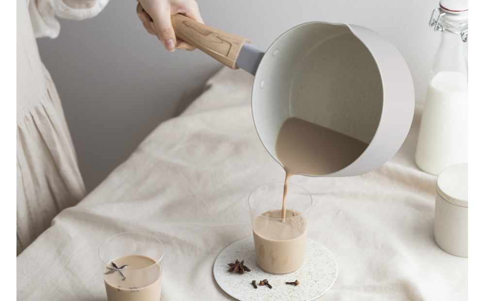 ナチュかる片手なべ１８cm　ＩＨ・ガス火対応 NTL-P18 パールグレー×アイボリー