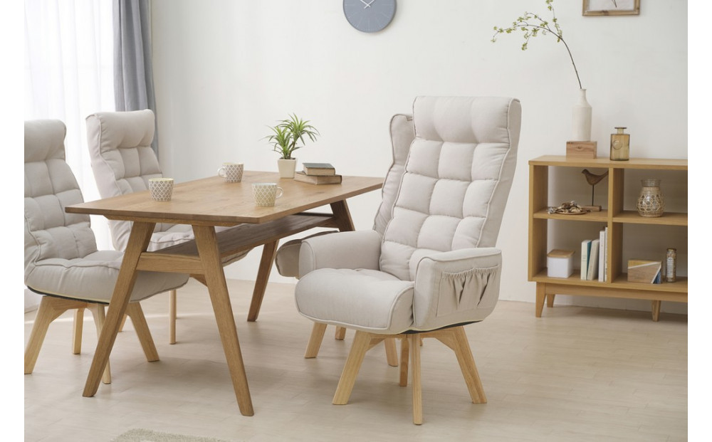 イス 回転ファブリックチェア　ハイバック FACN-KHB アイボリー