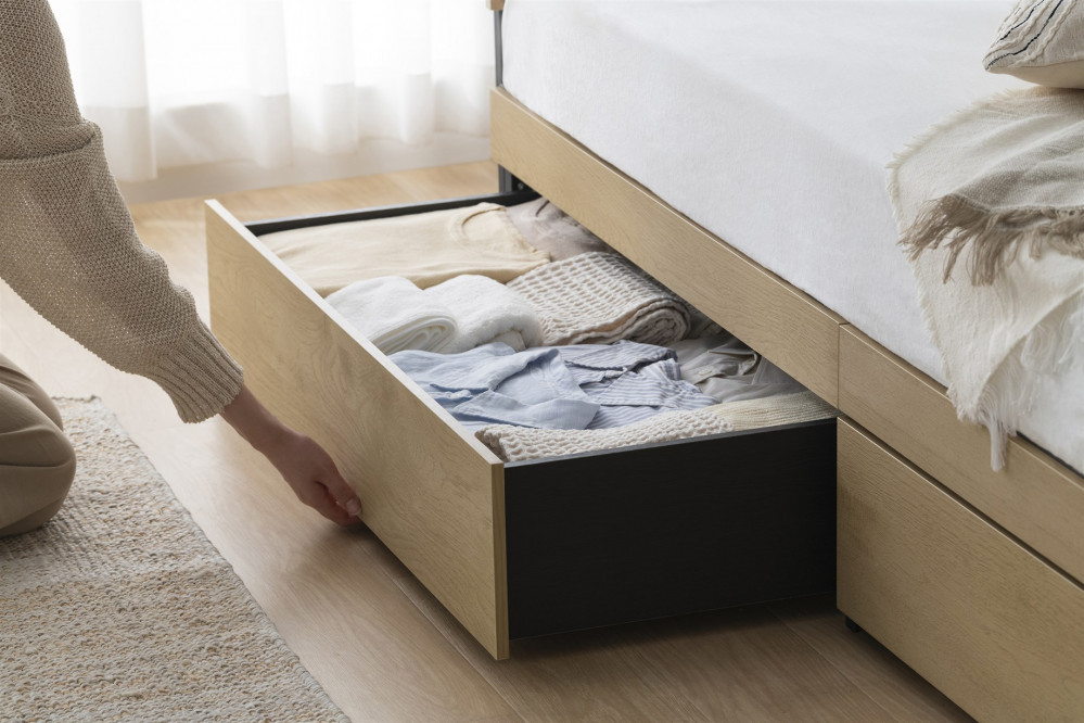 スチールベッド引き出し SBWｰHK ブラック/ナチュラル