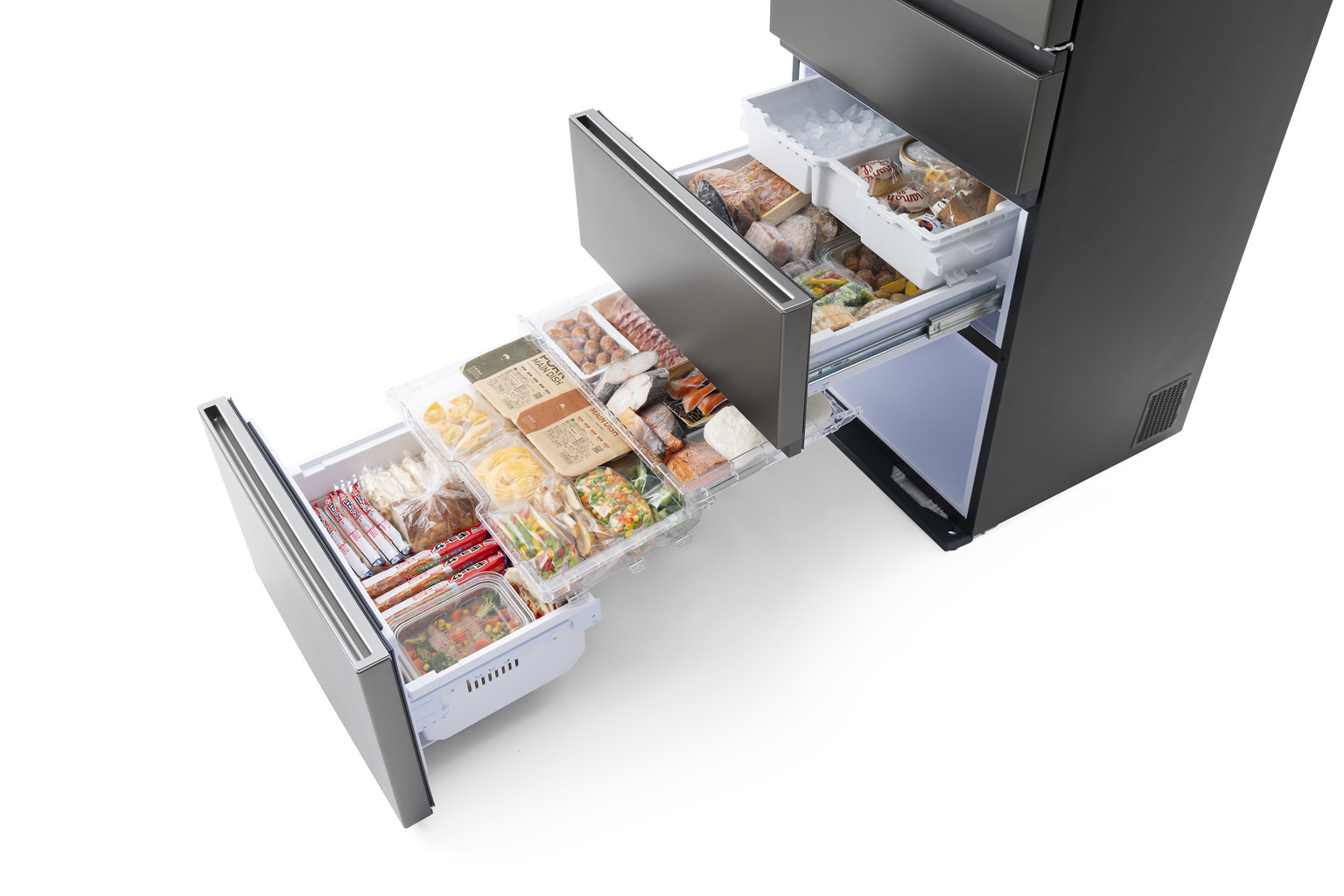 冷蔵庫 冷凍冷蔵庫 428L アイリスオーヤマ グレー 奥行スリム 自動霜取り 冷凍庫 右開き 幅65 大容量 冷蔵 冷凍 冷蔵保存 冷凍保存 家電 電化製品 使いやすい 便利 おすすめ 人気 アイリス  IRSN-SX43A-H ノーブルグレー（４ドア）