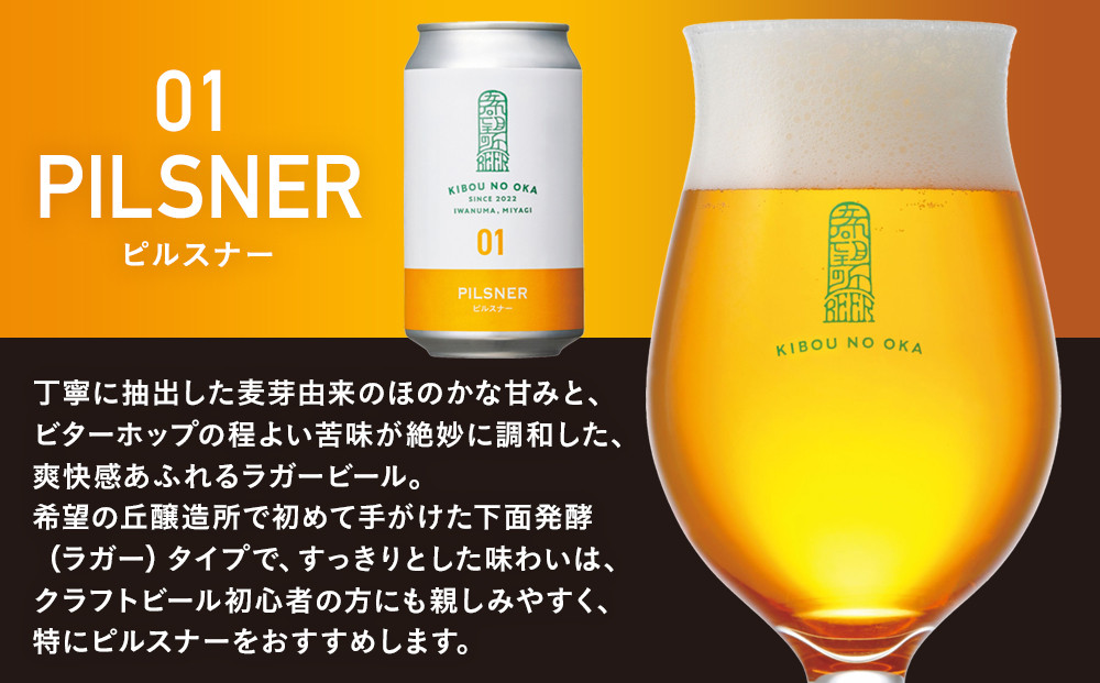 【希望の丘醸造所】 クラフトビール（ピルスナー350ml）4本セット