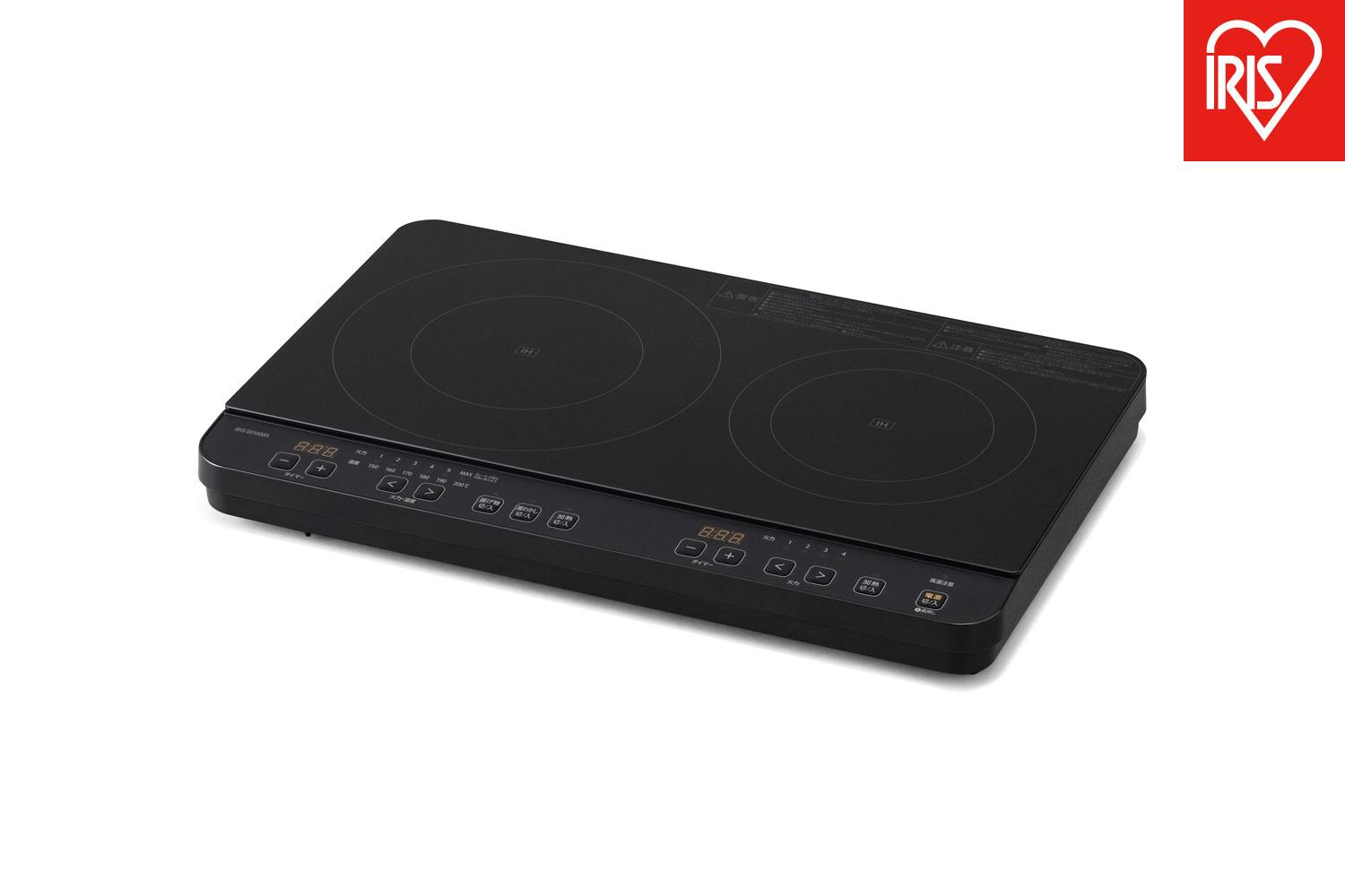 IHコンロ 2口 IH 1400W アイリスオーヤマ コンパクト設計 火力6段階 火力調節 キッチン 工事不要 すぐ使える 経済的 揚げ物モード 湯沸かしモード タイマー 安全機能 IHK-WT41-B