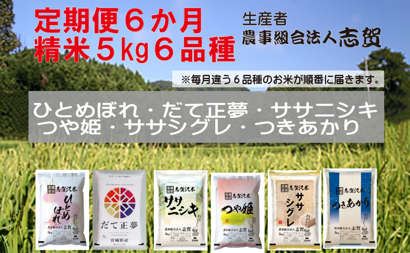 食べ比べ！【6ヶ月定期便】宮城県岩沼市産のお米 5kg サブスク　