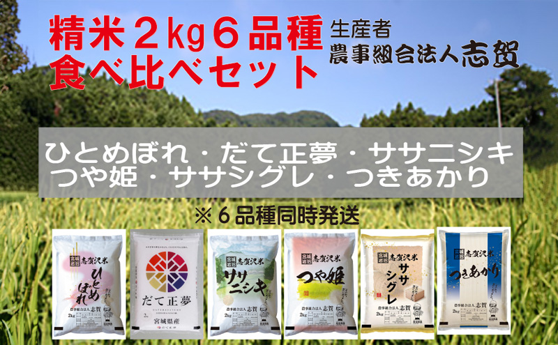 宮城県岩沼市産お米食べ比べセット 2kg×6品種