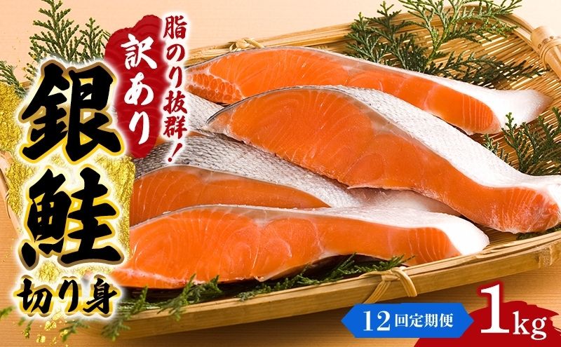 【12か月連続定期便】訳あり 銀鮭 切り身 1kg セット 詰め合わせ 銀シャケ 切身 鮭 サケ シャケ 鮭の切り身 規格外 不揃い 魚 魚介 魚介類 海鮮 海鮮セット 魚の切り身 鮭切身 冷凍 ご飯のお供 ごはんのお供 家庭用 訳アリ 宮城 宮城県 岩沼市