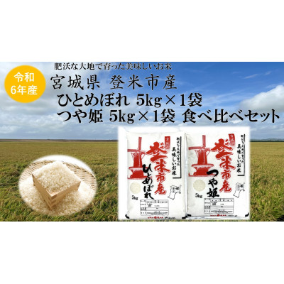 【精米】令和6年宮城県登米市産「ひとめぼれ」5kg×1・「つや姫」5kg×1  食べ比べセット【1379099】