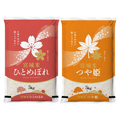 令和5年産　宮城県登米市産　食べ比べセット10kg(ひとめぼれ・つや姫 精米 各5kg)【1261122】