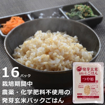 つや姫発芽玄米を炊いたごはん(栽培期間中農薬・化学肥料不使用栽培米使用)150g×16P【1113404】