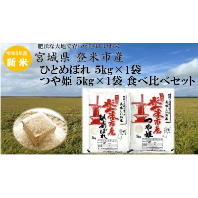 【新米】令和6年宮城県登米市産「ひとめぼれ」5kg×1・「つや姫」5kg×1  食べ比べセット【1379099】