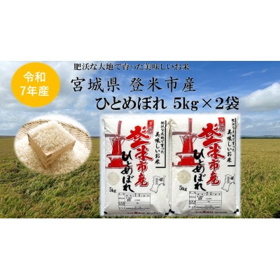 【精米】令和7年宮城県登米市産「ひとめぼれ」5kg×2袋 合計10kgセット【1674231】
