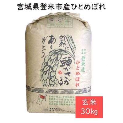 令和6年産　宮城県登米市産ひとめぼれ(玄米)30kg【1139100】