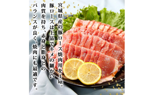 豚肉 宮城県産 タレ漬 豚ロース 1kg （500g×2Ｐ 6～7人前）冷凍 小分け 国産豚肉 焼肉 バーベキュー BBQ 宮城県 東松島市 オンラインワンストップ 対応 自治体マイページ 佐利 M