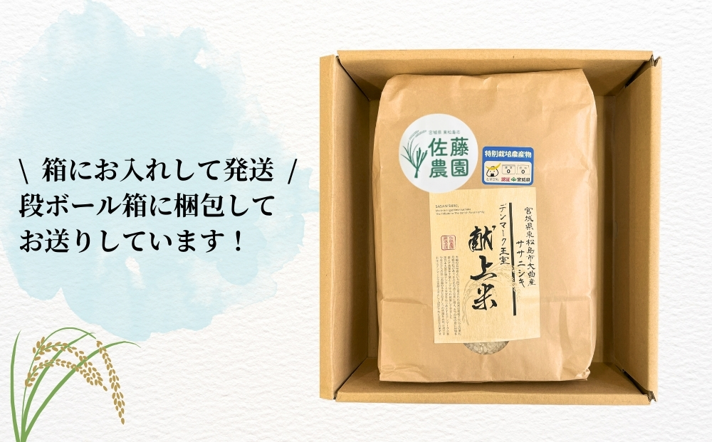 宮城県産 新米 【デンマーク王室献上米】 単一原料米 ササニシキ 玄米 4.5kg 米 こめ おこめ 栽培期間中 化学肥料 農薬 不使用 佐藤農園 宮城県 東松島市 オンラインワンストップ 対応 自治体マイページ