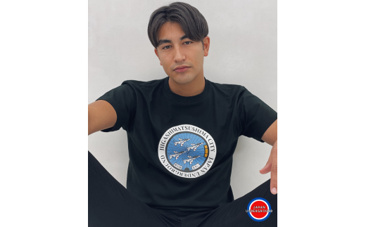 東松島市 ブルーインパルス マンホールTシャツ（黒）