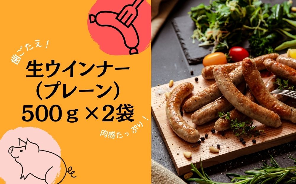 ウィンナー プレーン 合計1kg （500g×2袋） 東北産豚肉使用 国産 東北産 豚肉  （生) ウィンナー