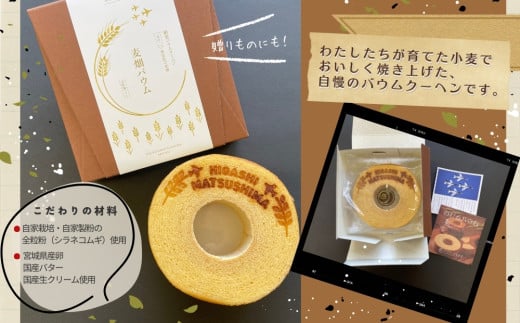 絶景バウムクーヘン 其の一 麦畑バウム （全粒粉ソフト） バウムクーヘン のびるバウム スイーツ お菓子 お土産 ギフト 野蒜 宮城県 東松島市 オンラインワンストップ 