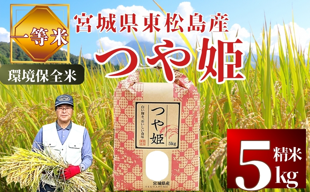【 令和7年産】【数量限定】【新米】 つや姫 精米 5kg × 1袋 つやひめ 米 ご飯 ごはん おにぎり お弁当 お米 こめ 環境保全米 一等米 宮城県 東松島市 松島農販合同会社オンラインワンストップ 自治体マイページ