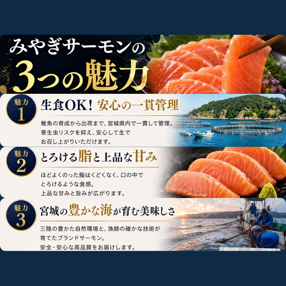【宮城県漁協直送】【小分け】冷凍 みやぎサーモン スモークサーモン 冷凍 小分け 国産 銀鮭 燻製 サーモン 刺身品質 活締め 神経締め りんごの木チップ使用 おつまみ サラダ パスタ カルパッチョ 人気 海鮮 魚介 贈答 お取り寄せ 宮城県産スモークサーモン
