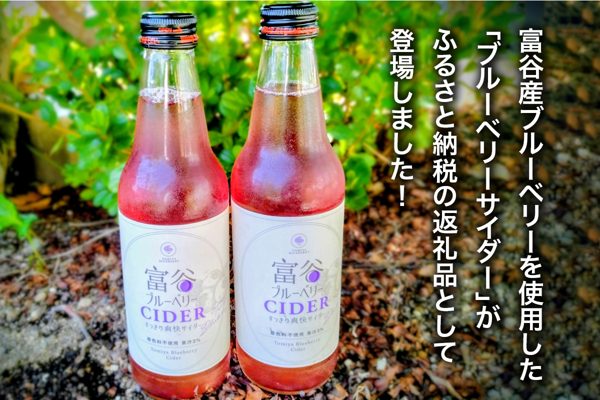 富谷ブルーベリーサイダー 340ml×6本｜サイダー 炭酸飲料 炭酸 ブルーベリー 飲料水 清涼飲料水 ソフトドリンク ジュース 炭酸飲料 すっきり 爽快 贈答 ギフト [0337]