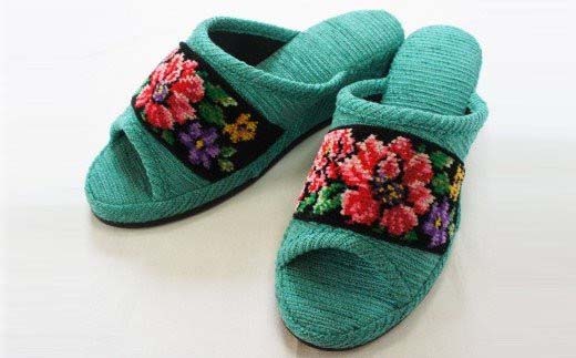 シェニーモール織ヒールスリッパ（約23.5cmまで）＜カラー：ブラック＞　【04301-0364】