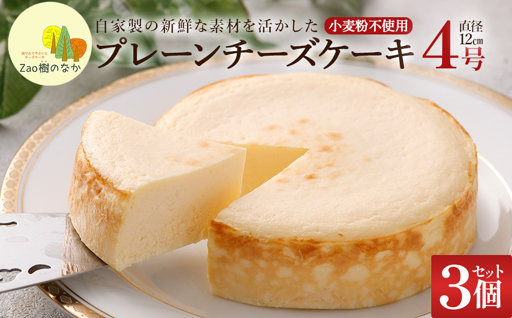 【選べる組合せ】蔵王のチーズケーキ専門店 選べるチーズケーキ＜プレーンチーズケーキ3個＞　【04301-1036-2】