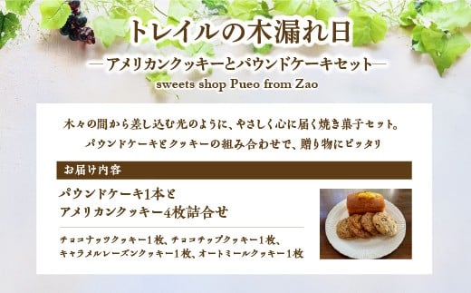トレイルの木漏れ日　～アメリカンクッキーとパウンドケーキセット～　【04301-0950】