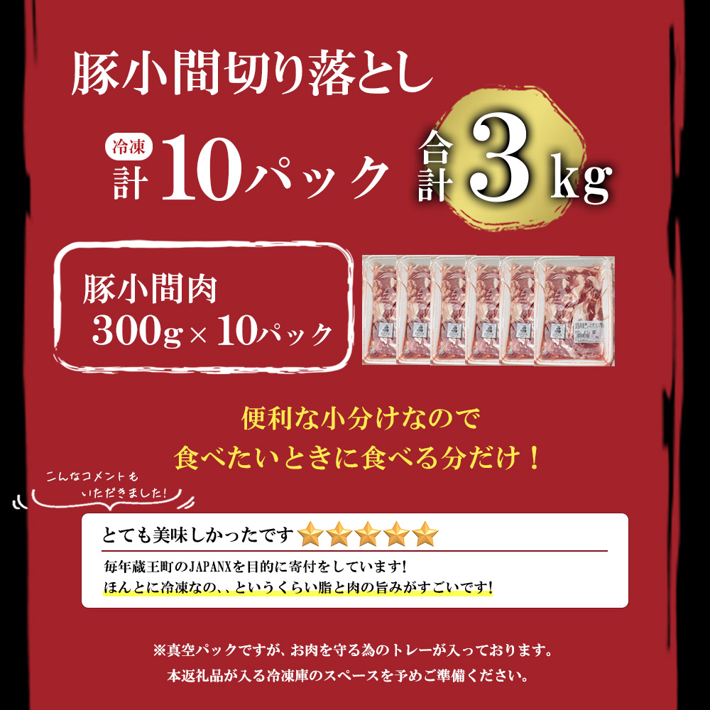 JAPAN X 豚小間切り落とし/計3kg　豚肉 豚 ブランド豚 小分け 豚こま 豚小間 切落し ジャパンエックス 蔵王 人気【04301-0067】